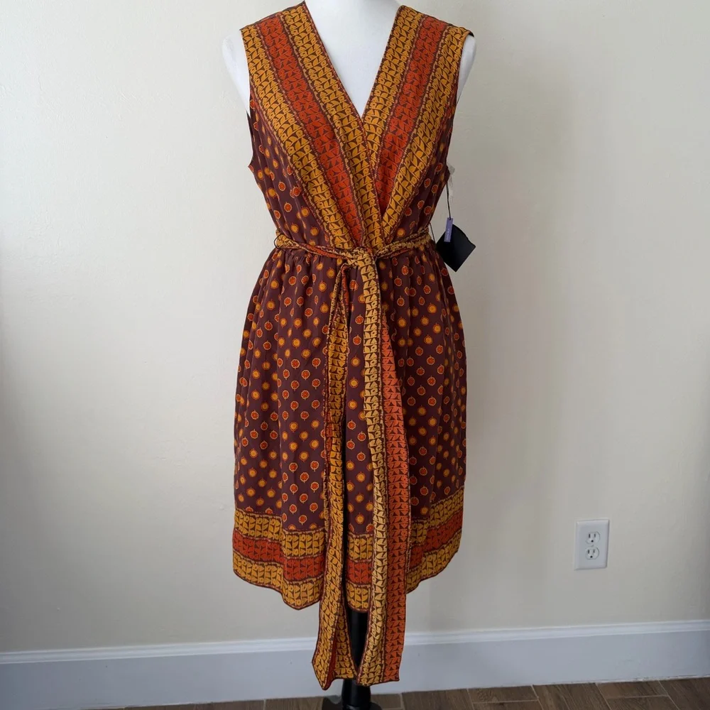 Anna Sui Brown and Orange Patterned Mini Dress - Picture 2 of 8